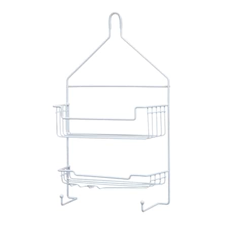 Kenney Mfg Rust-Resistant 2-Tier Small Hanging Shower Caddy with Suction Cups and Razor Holder, White KN614121